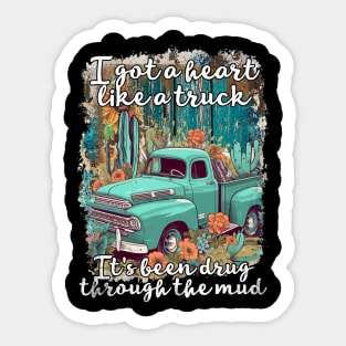 Classic I Got A Heart Like A Truck Day Gift Sticker